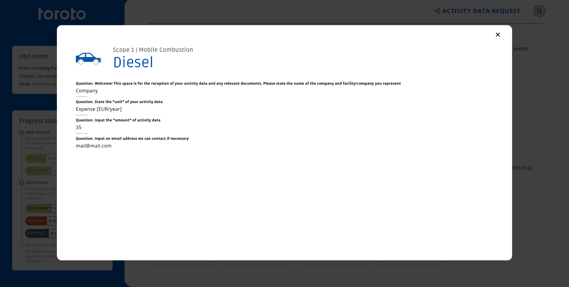Resume form answered