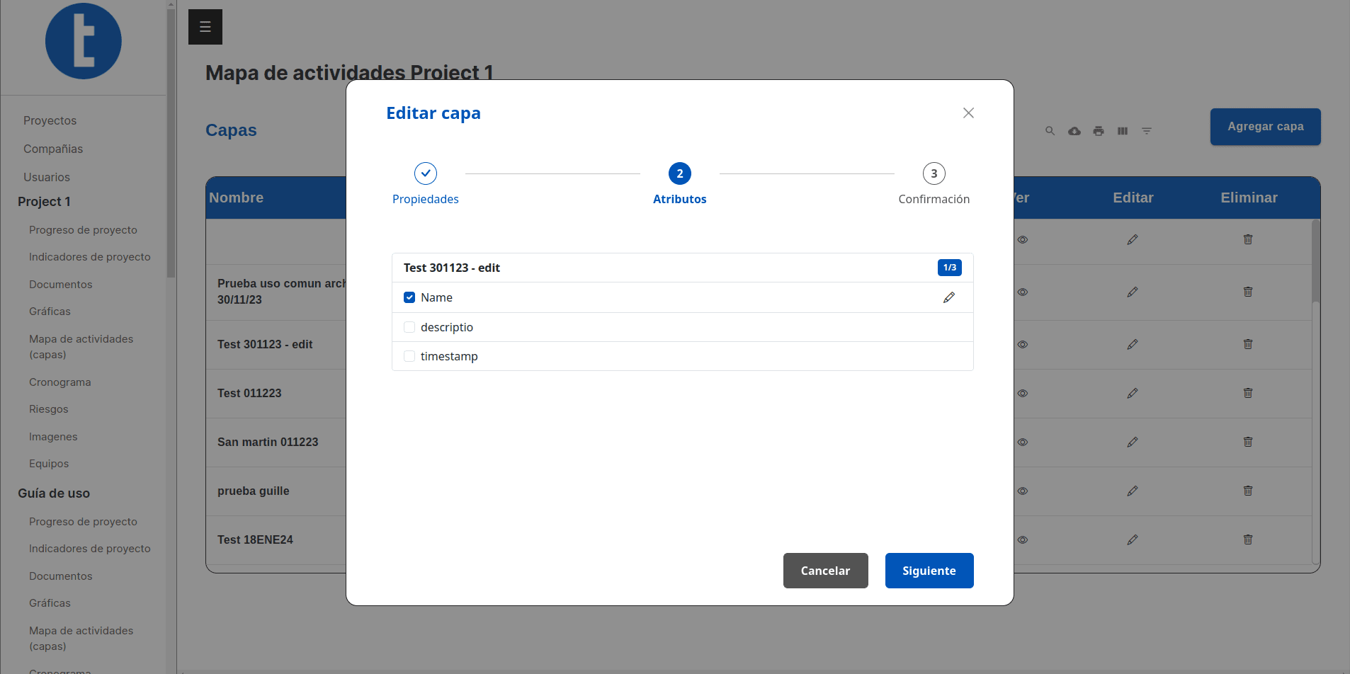 Modal edit layer attributes