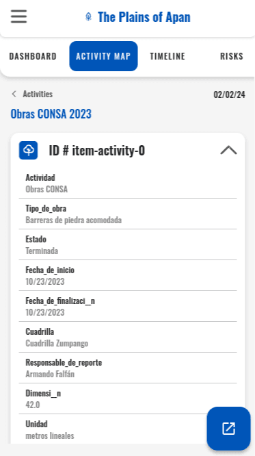 Detail dropdowns activity map section