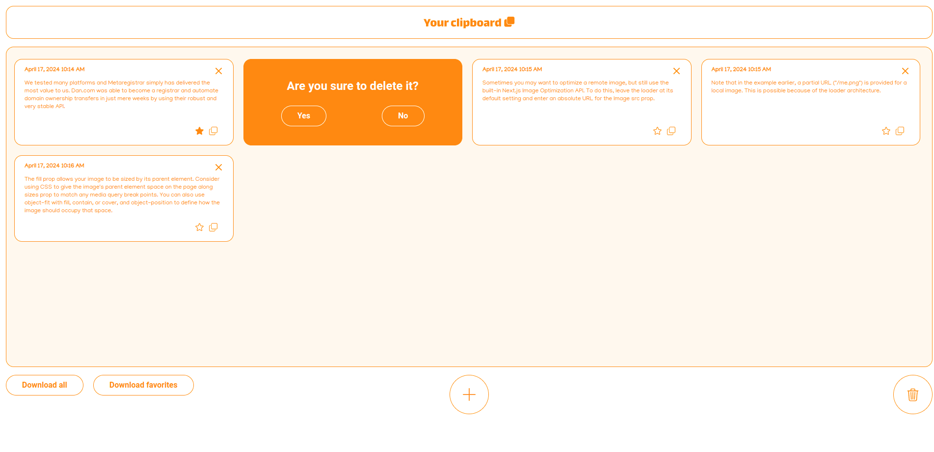 Delete text saved